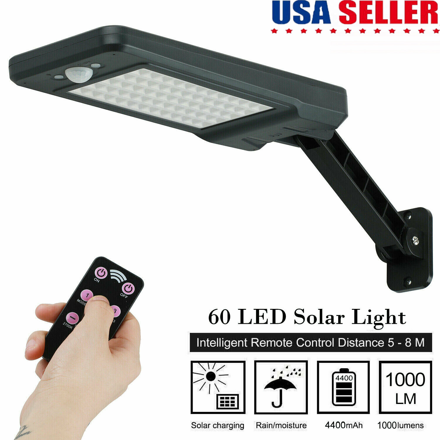 Pool Light Solar Rechargeable - Solar Powered Wall Lamp 60 Lumens