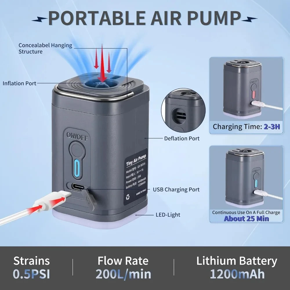 Mini Portable Air Pump with 13 - огляд і ціна Pool Lounger Inflatable