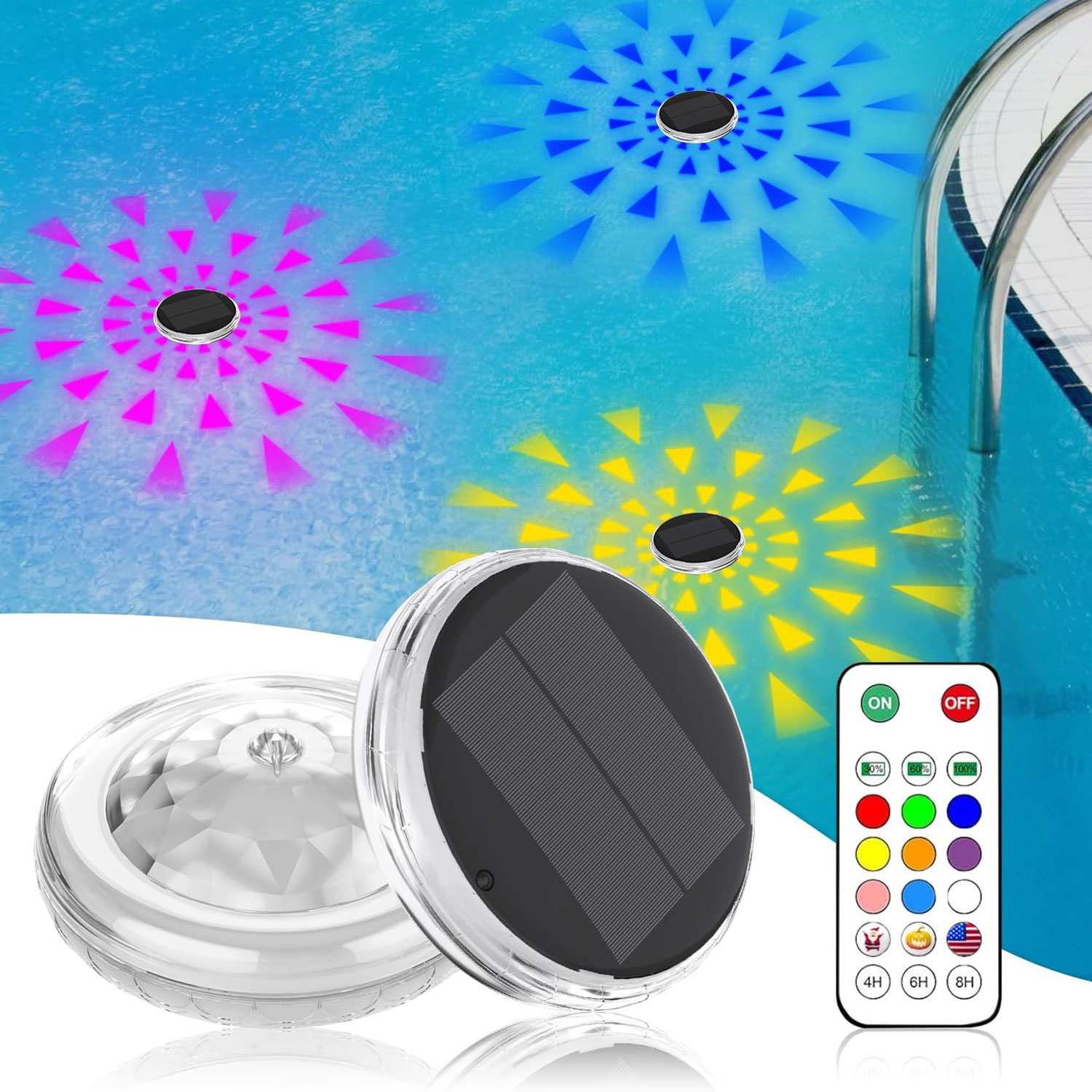 Pool Lights,Solar Rechargeable - огляд і ціна Pool Light Solar Rechargeable
