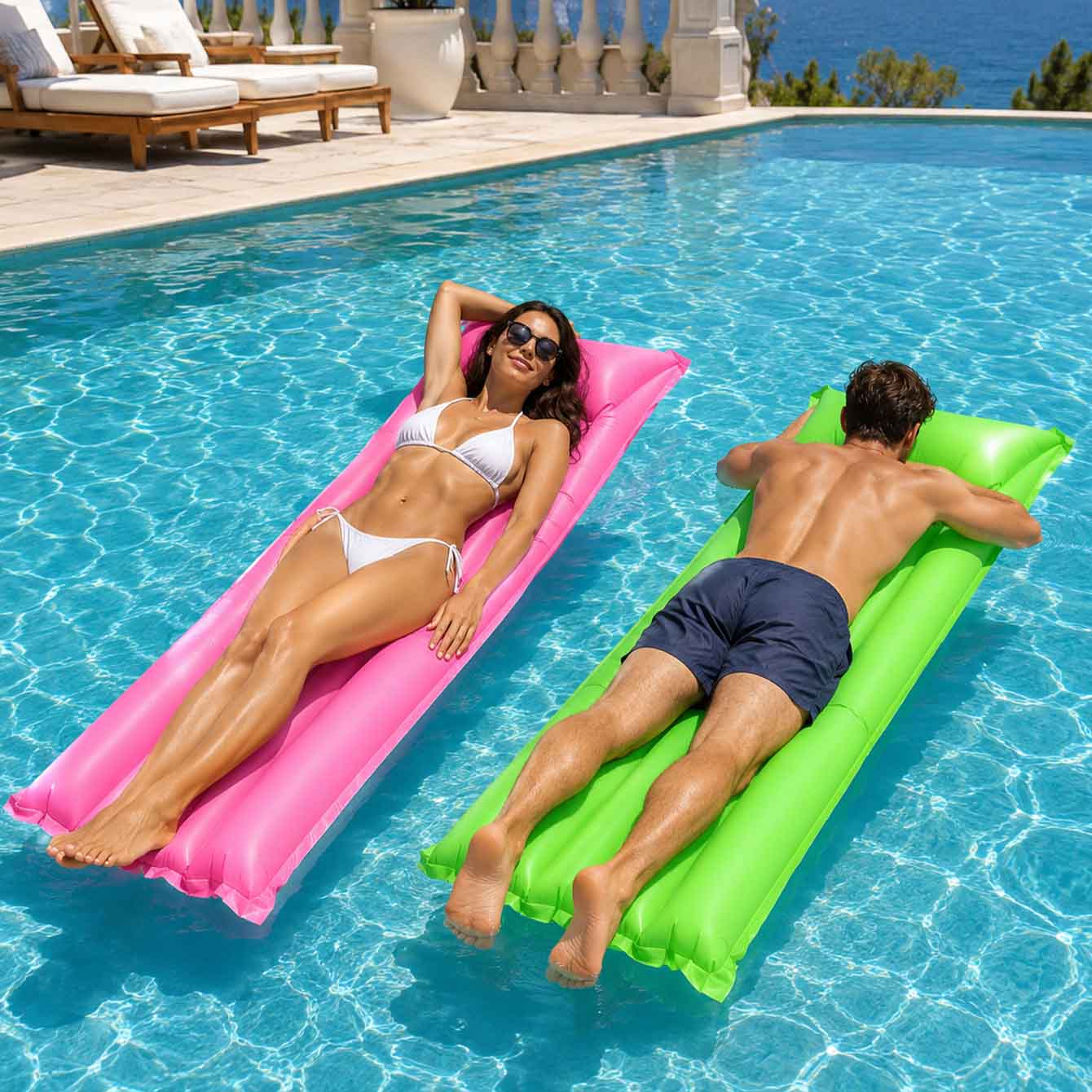 1PC Pool Float Bed Inflatable  - огляд і ціна Pool Float Ring Inflatable