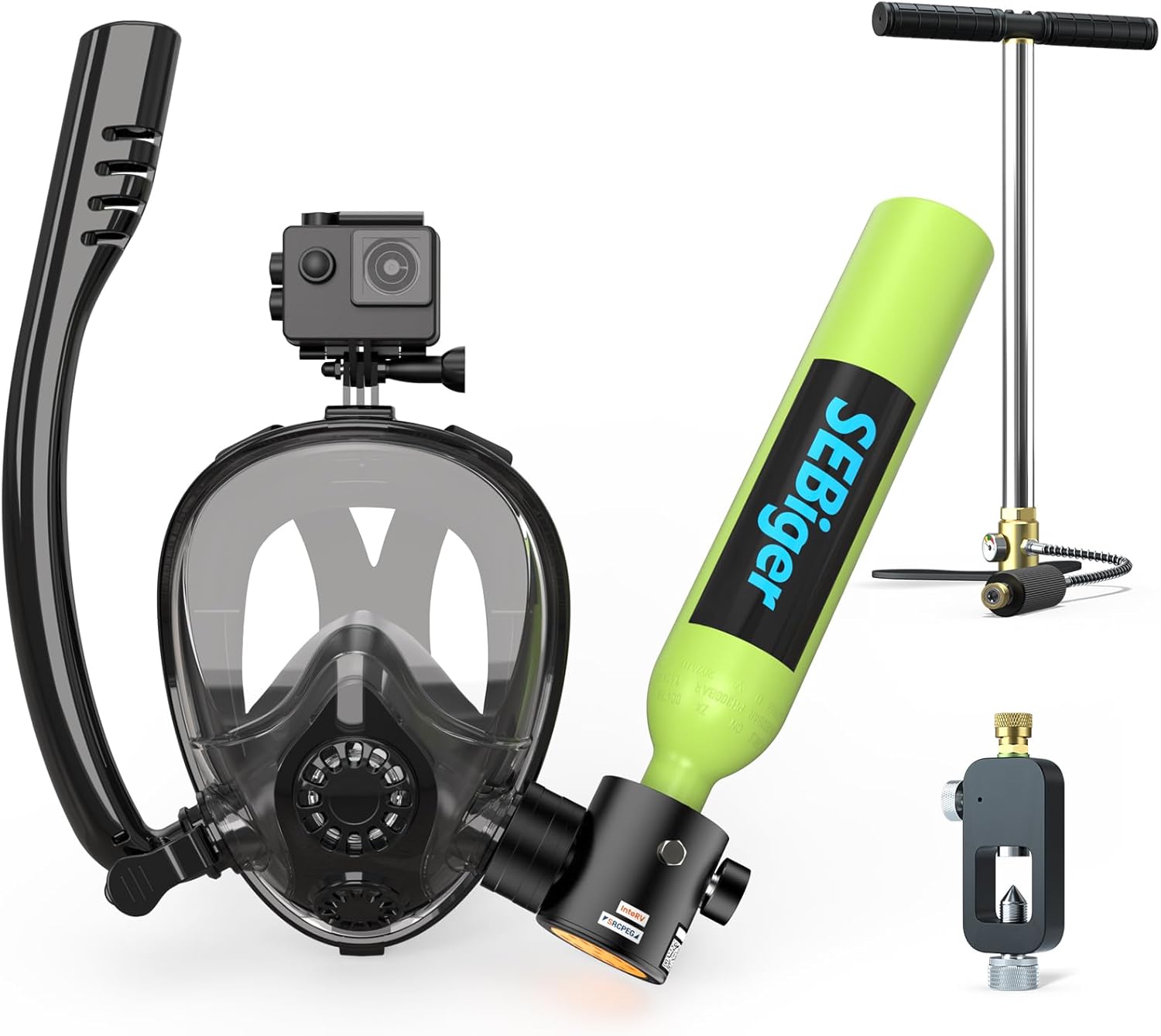 Mini Scuba Tank 0.5L with Full - огляд і ціна Snorkel Mask Full Face