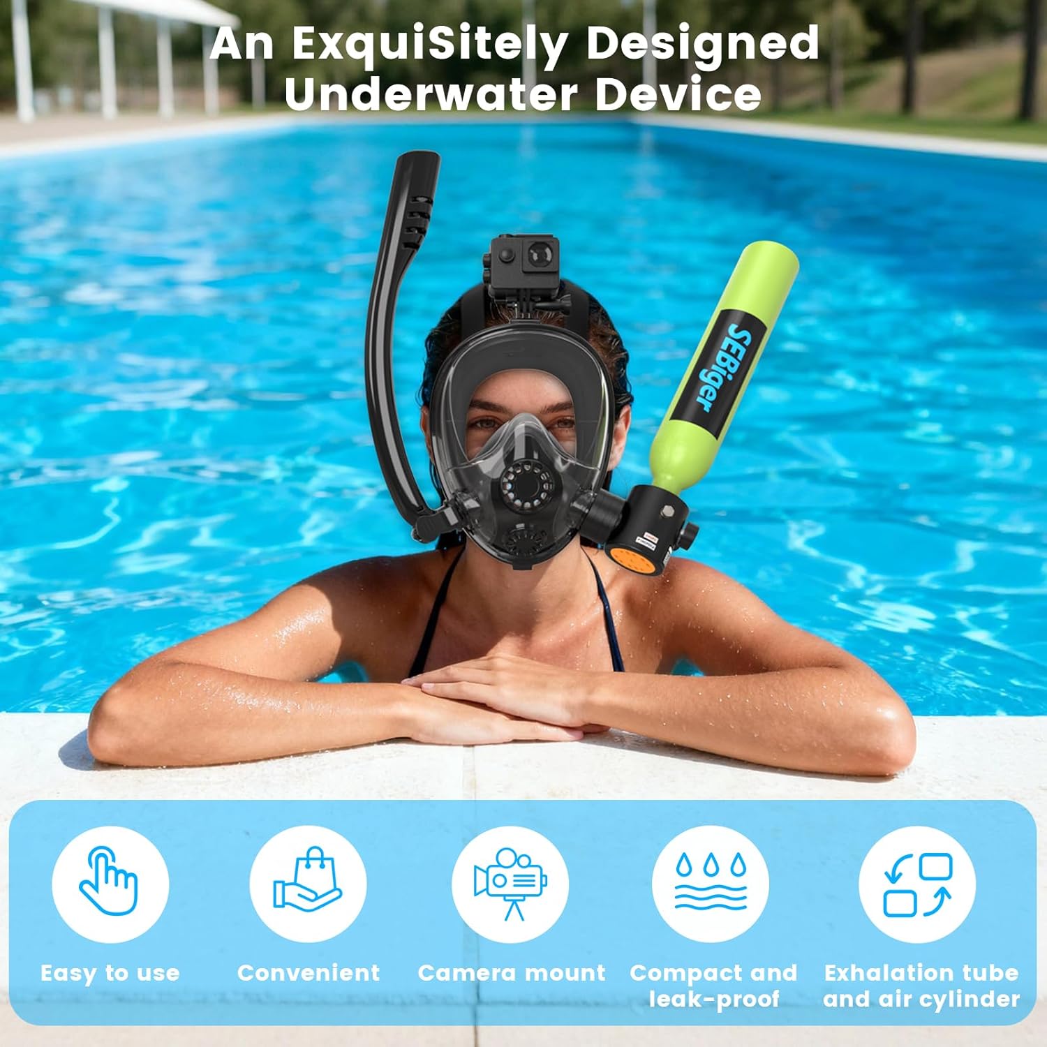 Mini Scuba Tank 0.5L with Full - огляд і ціна Snorkel Mask Full Face